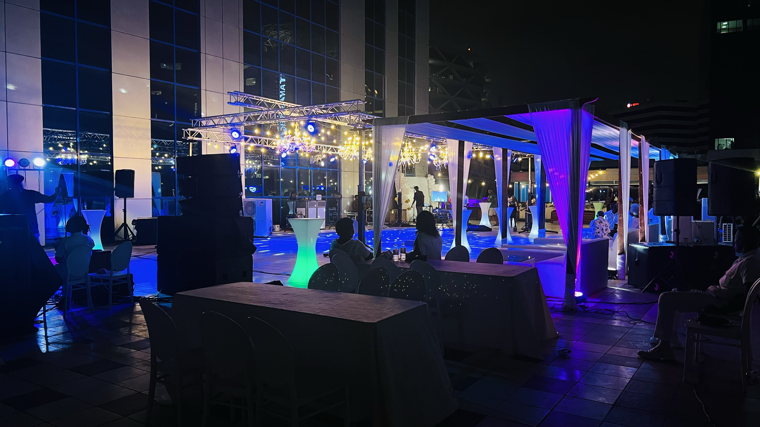 night event at silver star tower airport city Accra