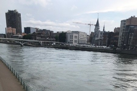 Liège - looking across the Meuse which is grey but much wider than Fanny said.