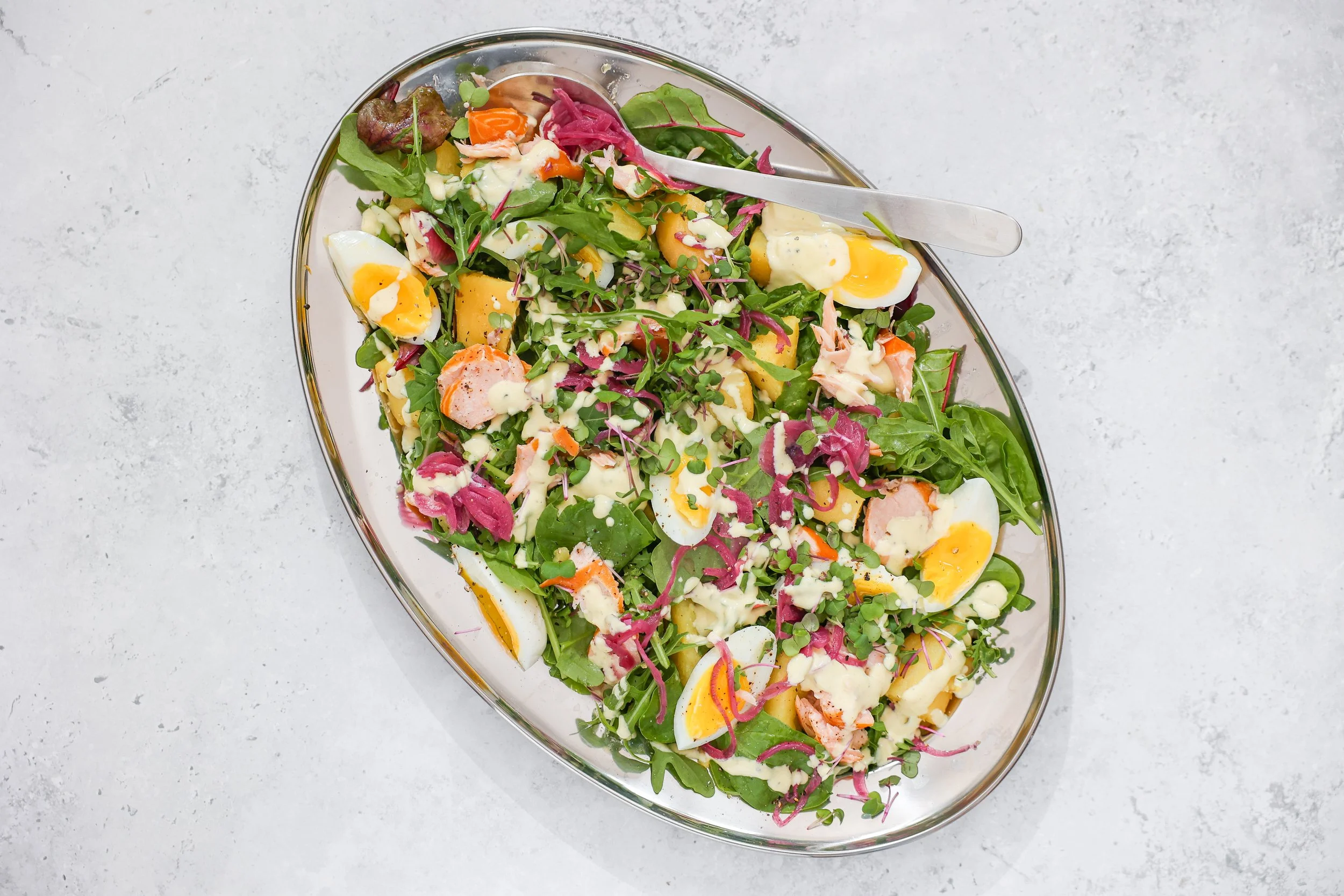 Rezept für Sommersalat mit Lachs und Kartoffeln