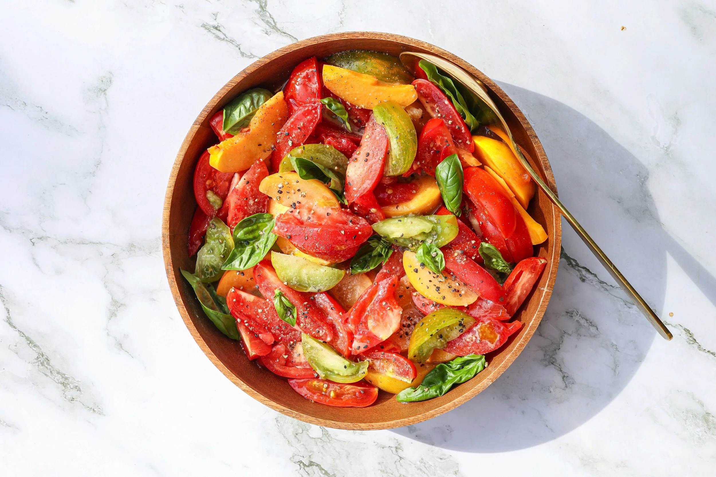 Rezept für Tomaten Pfirsich Salat