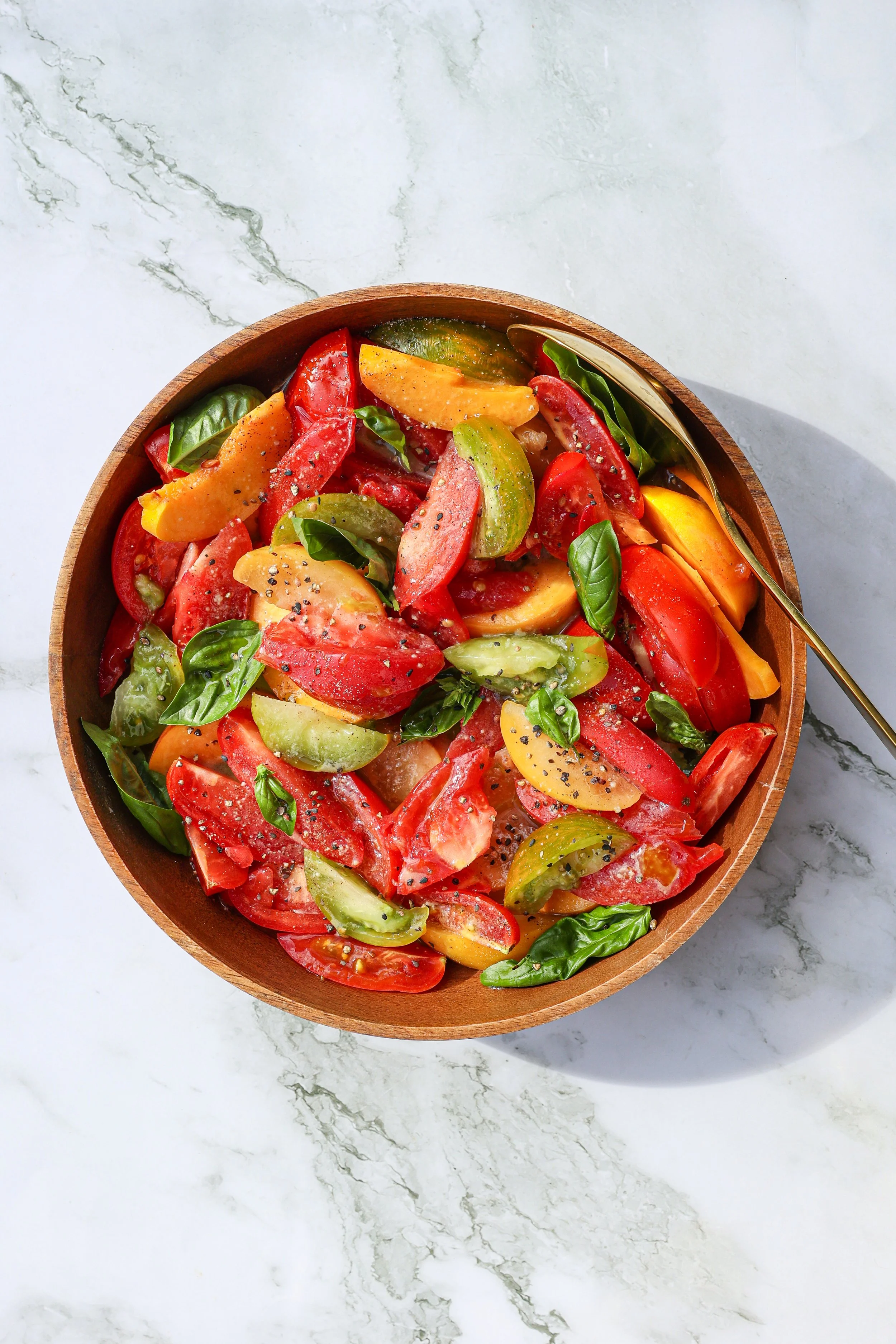 Rezept für Tomaten Pfirsich Salat