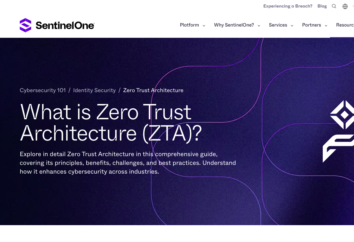 screenshot of sentinel one website