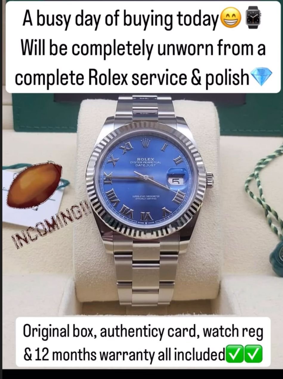 Rolex Datejust 41mm Blue Dial – Fluted Bezel, Oyster Bracelet (Discontinued Model)
