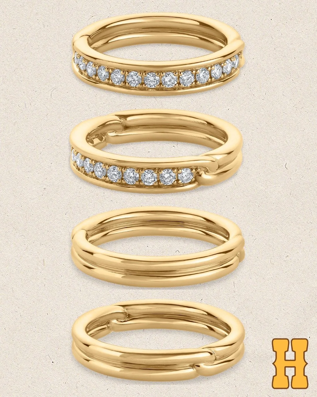 If you&rsquo;ve been here, you already know how obsessed I am with matching wedding band sets. It started with my own stack - my husband &amp; I both wear identical two-tone double bands. I loooove that we match &amp; that the style works for both of
