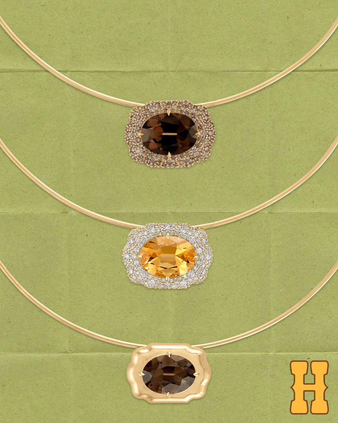 (Re)introducing the puffy buckle style 💌 

~ Champagne Pave Puffy Buckle Necklace: 14K yellow gold ft an old mine cut smoky quartz and champagne diamonds
~ Pave Puffy Buckle Collar Necklace: 14k yellow gold ft an old mine cut citrine and natural whi