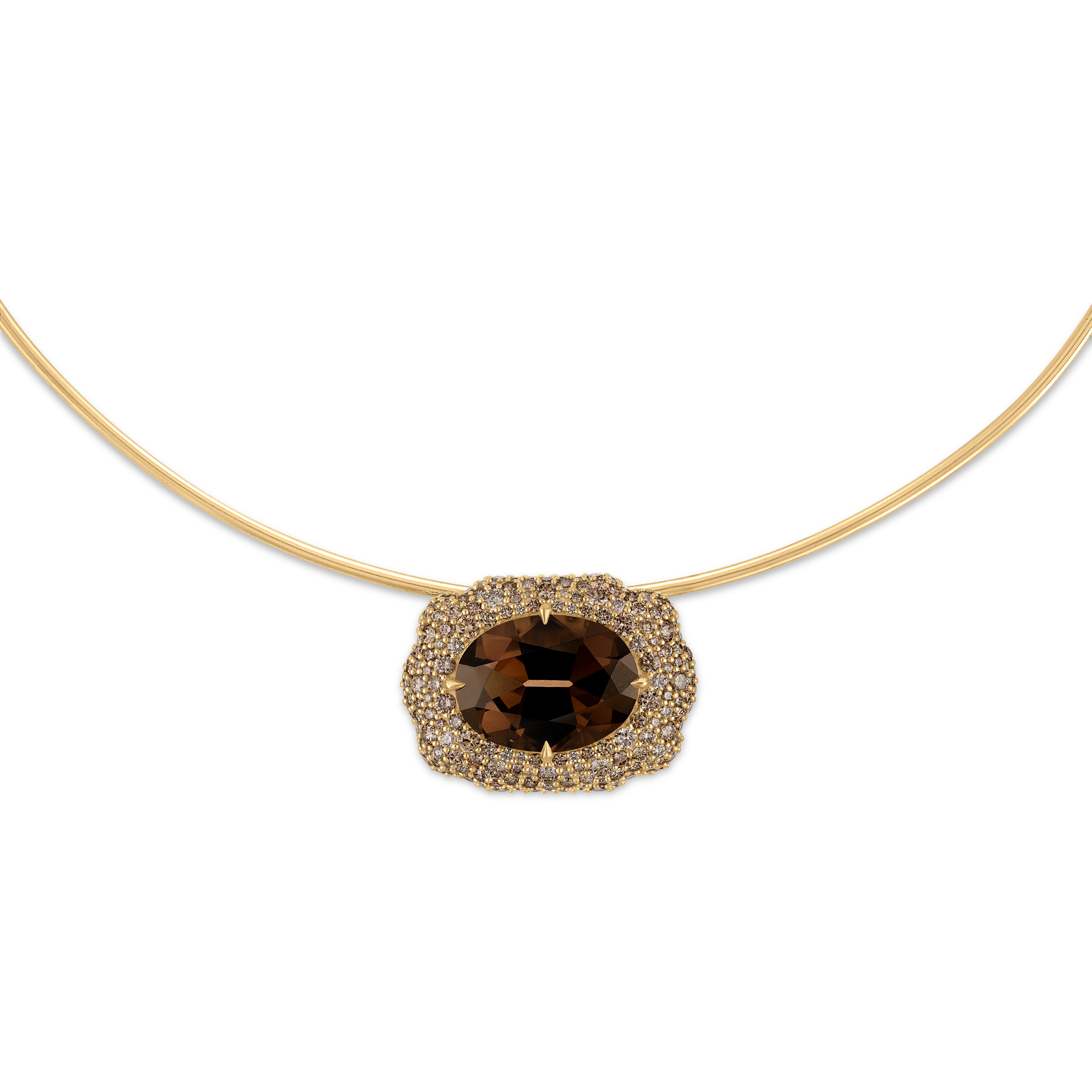 CHAMPAGNE PAVE PUFFY BUCKLE NECKLACE