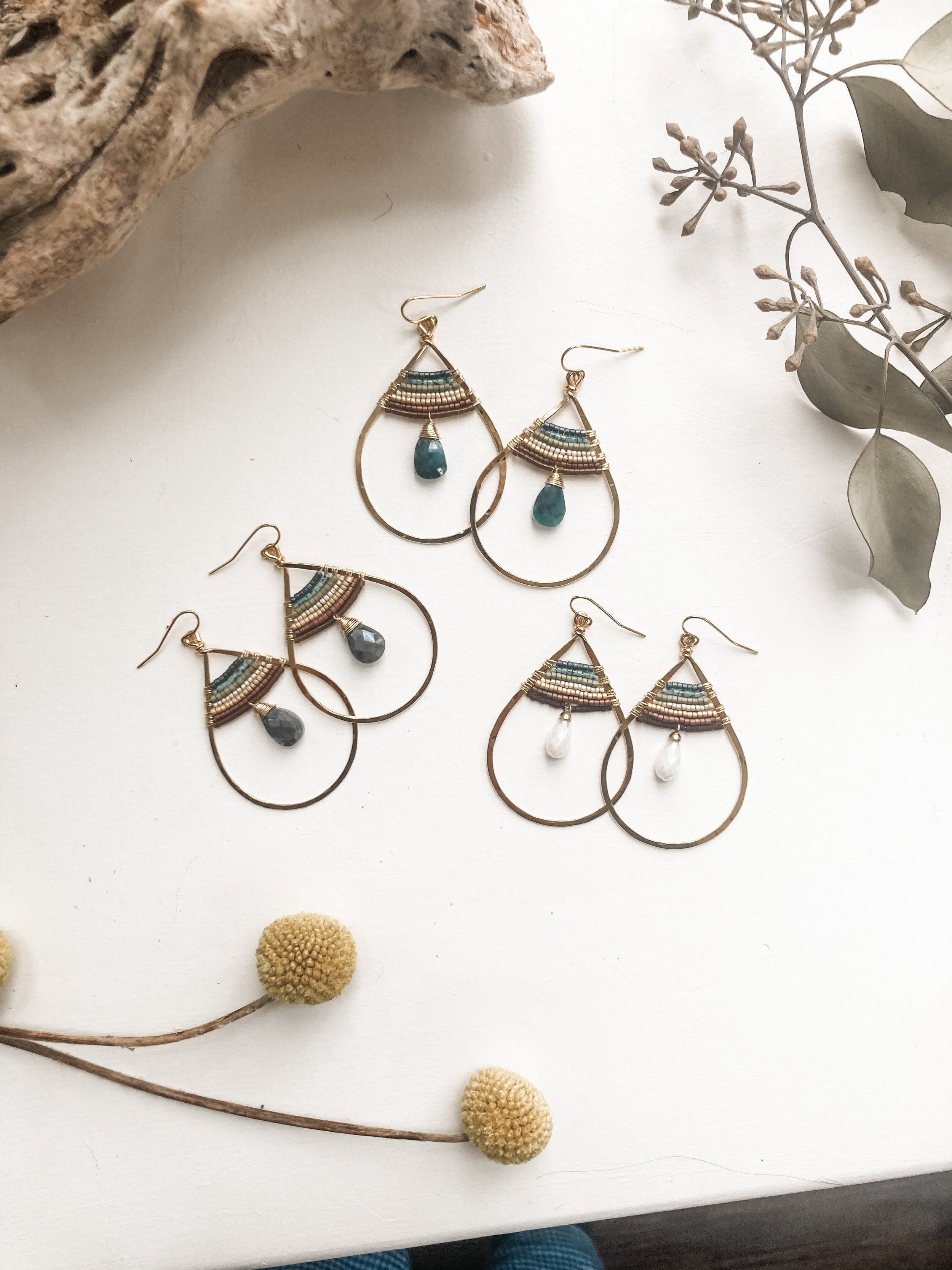 Tear Drop + Gem Chakra Talk Earrings