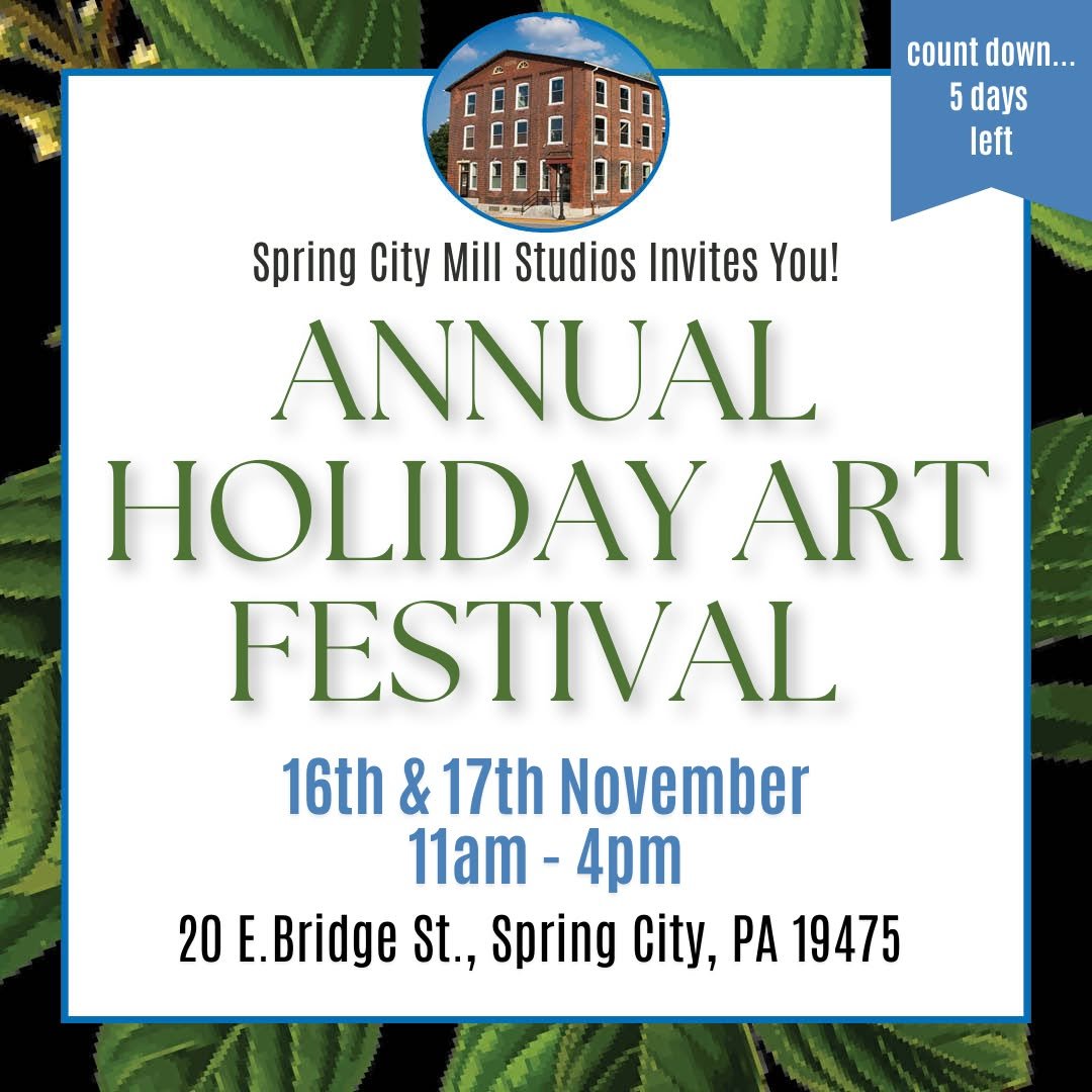 Only 5 days until the Annual Holiday Art Festival @springcitymillstudios on November 16th &amp; 17th from 11am - 4pm!!!
I'm in Studio #202 showing current work using natural dyes and fiber reative dyes on fabric. Throughout the day I'll also be dyein