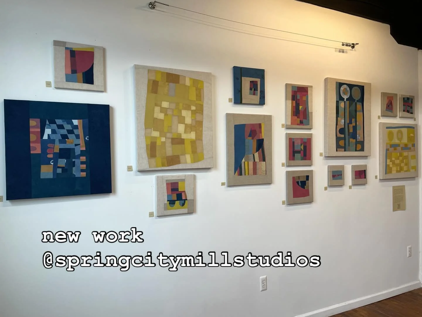 A group of my recent machine sewn pieced and hand stitched works using my stash of natural dyed cotton and linen fabrics I&rsquo;ve been producing over several years. The Annual Holiday Show in November @springcitymillstudios was a great chance to  d