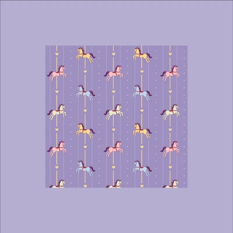 Trisha and I knew the carousel was a winner when we came up with the idea for this motif. Executing it and nailing the colors was a labor of love&mdash;and worth it! Swipe to see the original horse sketch this pattern was designed with.