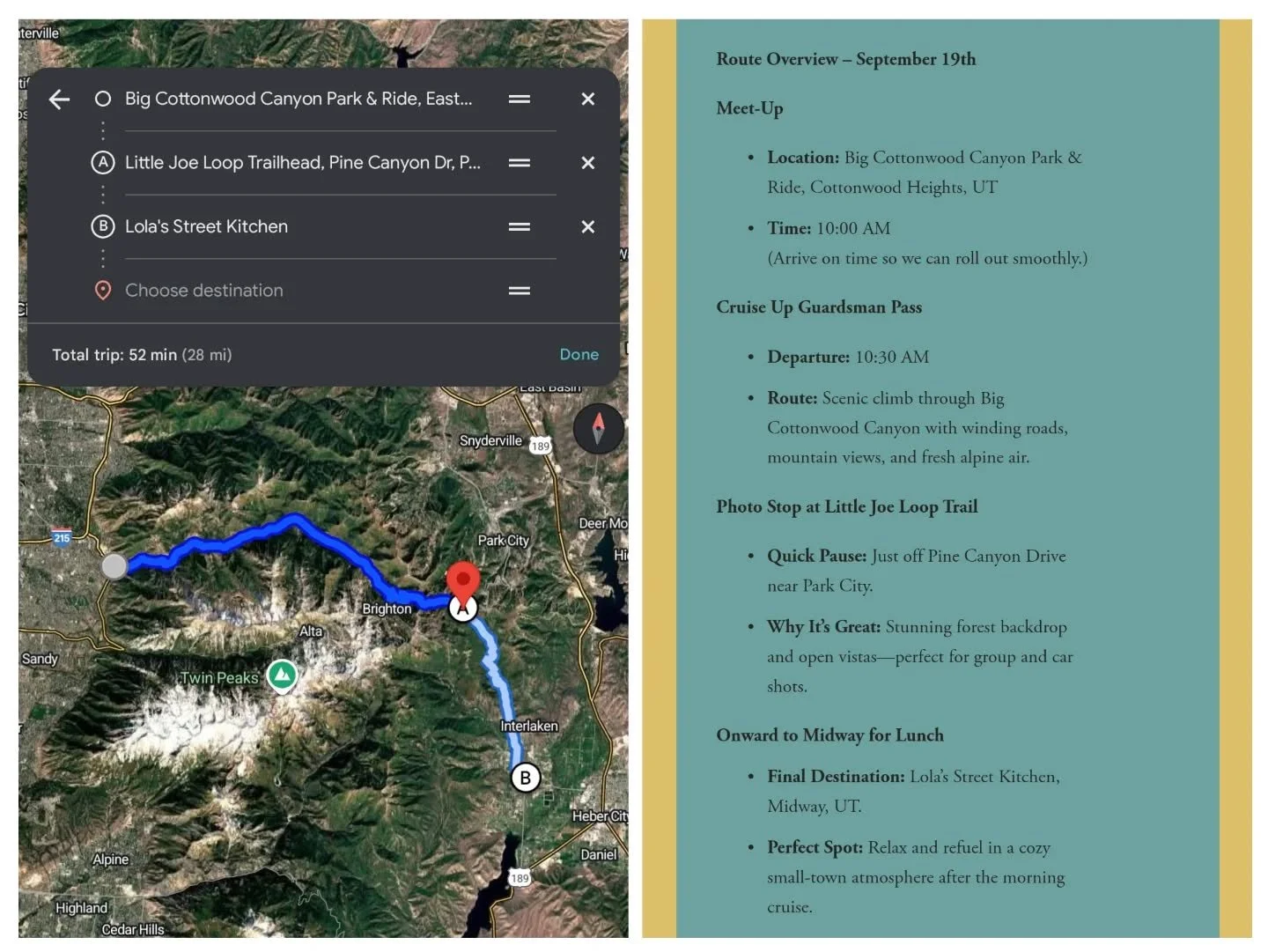 🚨Official cruise hosted by @urotuning and @fifteen52 !!🚨

📅 September 19&nbsp;
🕙 Meet up @ 10:00am
🚗 Cruise @ 10:30

Meet up and cruise up the canyon, a quick stop for some cool photos, then cruise down to Lola's Street Kitchen in Midway, UT! Pl
