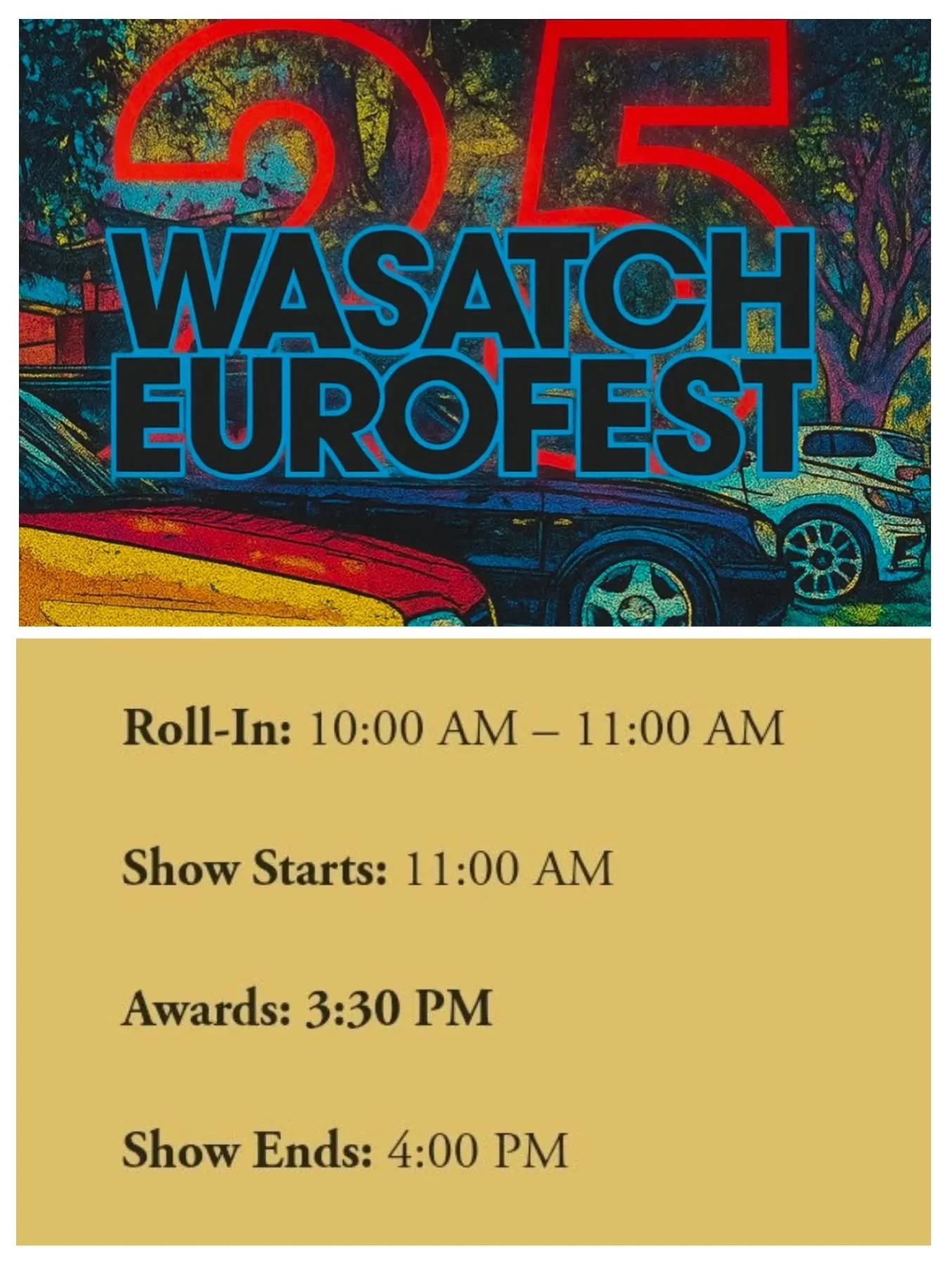 🚨Full Show And Shine Details🚨

Sept 20th | 10AM - 4PM

Registered Cars - Roll in @ 10am
Event Open To The Public - 11am
Awards And Raffle - 3:30pm (must be present to claim raffle)
Show Ends - 4pm

Come hang, eat, and look at rad cars! Enjoy talkin