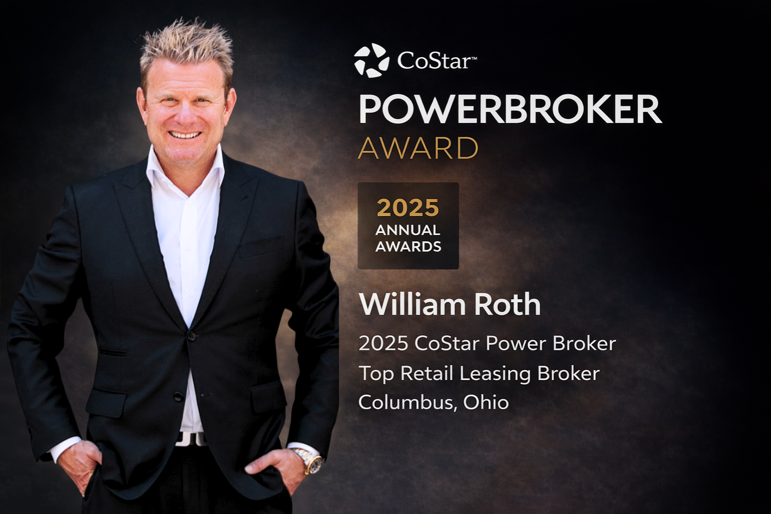 William Roth Named 2025 CoStar Power Broker — Top Retail Leasing Broker in Columbus, Ohio