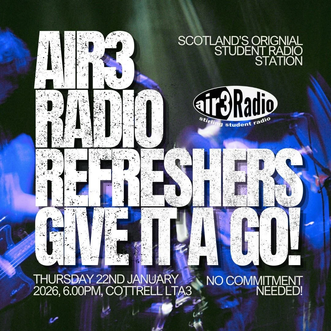 This Thursday! Come join us for our GIAG and get a look at how we do radio at Stirling. All students welcome, no commitment needed&hellip; but defo karaoke after, yeah? 

#studentradio #air3radio #universityofstirling #stirlinguniversity #studentradi