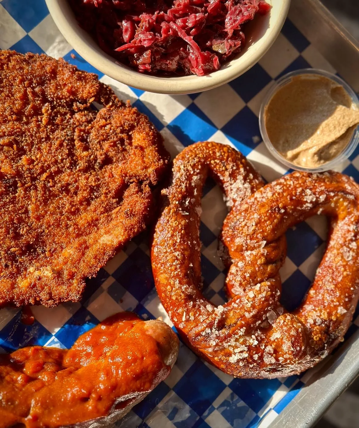 OKTOBERFEASTING

Y&rsquo;all it is officially #oktoberfestiversary weekend over at @dovetailbrewery &amp; @begylebrewing 🍻🍺🥨 

Go say hey to The Beard, he&rsquo;ll be there serving up roughly one million brats 🌭 hand made by our very own Matt the