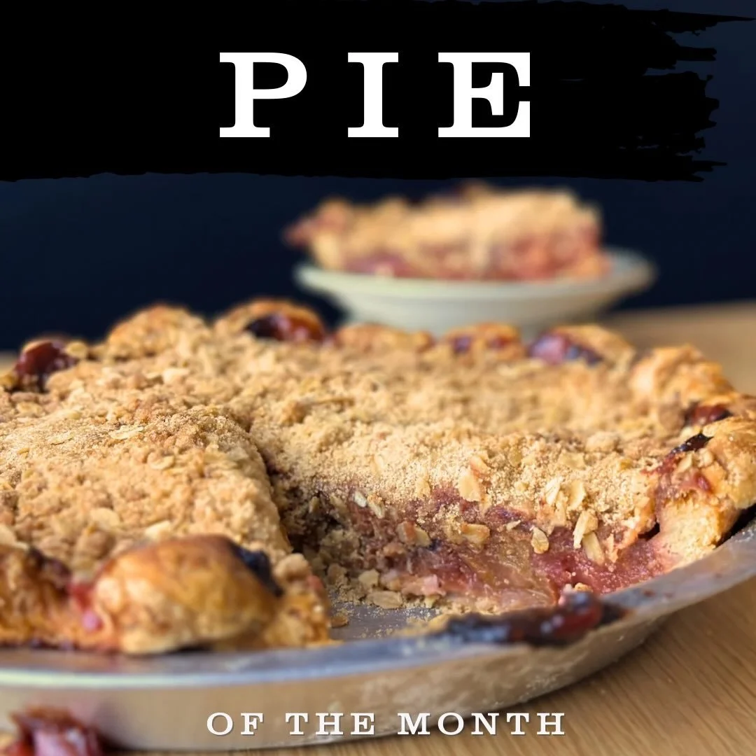 PIE

Spring has sprung &amp; we&rsquo;re leaning into it with STRAWBERRY RHUBARB as our pie of April ☔️

🍓Strawberry &amp; Rhubarb pie filling
🍰 Flaky, buttery pie crust
🥧 House standard Cinnamon Streusel

April showers bring pie &amp; goodies 🤏