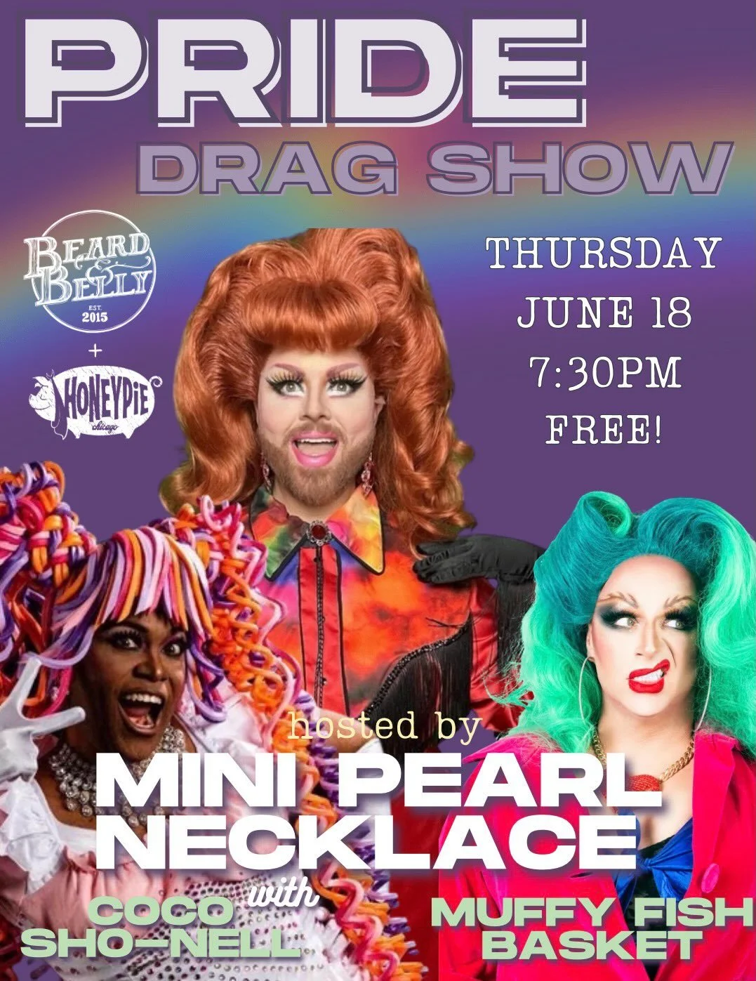 PRIDE MONTH AT B&amp;B 

HAPPY PRIDE CHICAGO 🏳️&zwj;🌈

Come on over n be gay with us!!!!!

✨💖This month&rsquo;s Pride events: 💖✨
🌈 JUNE 18 - PRIDE DRAG SHOW with @minipearlnecklace @cocoshonell &amp; @muffyfishbasket 7:30pm FREE TO ATTEND!!
🌈 J