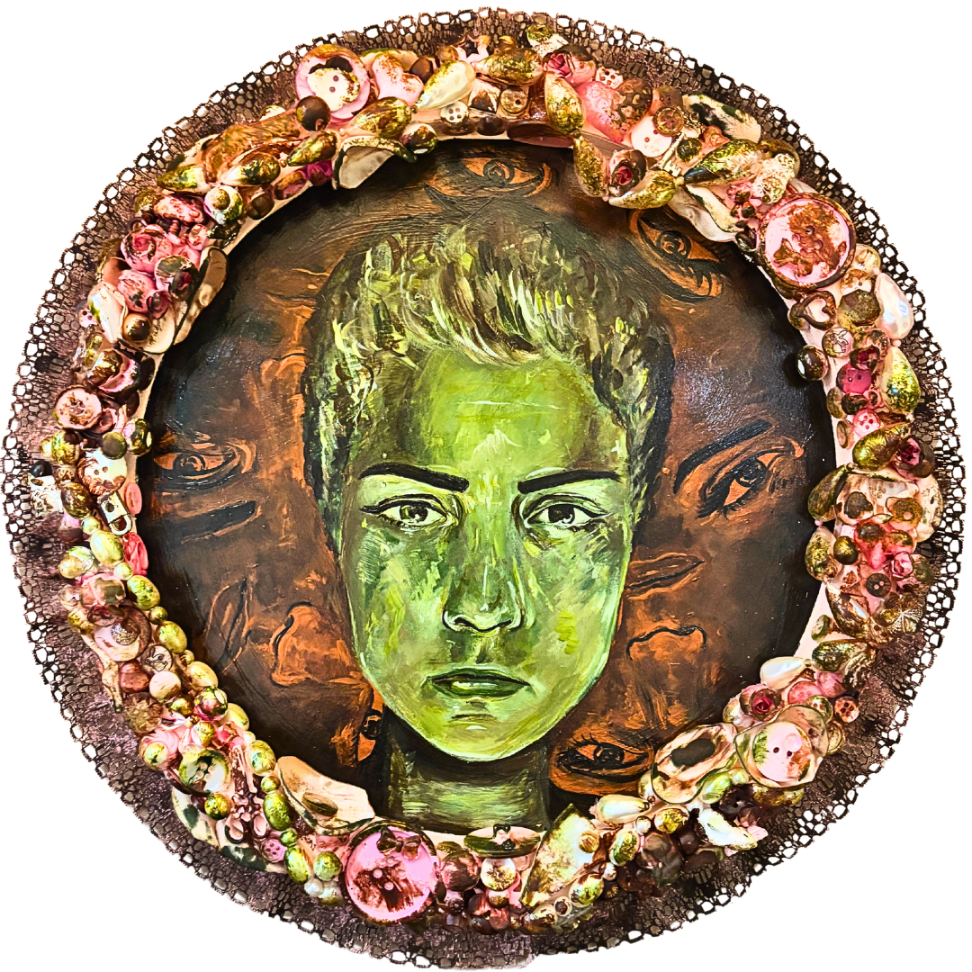 Doe, 2026 - Mixed Media on Panel - 12 inches diameter