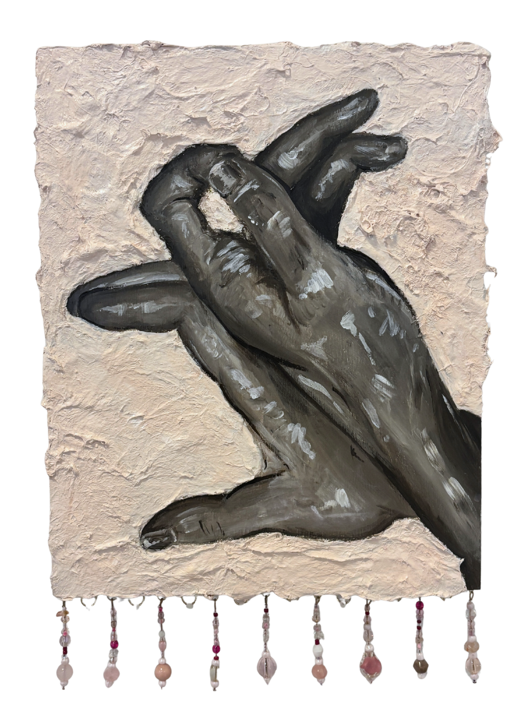 Softer, 2026 - Acrylic, Faux Fur and beads on Wood Panel - 8 x 10 inches