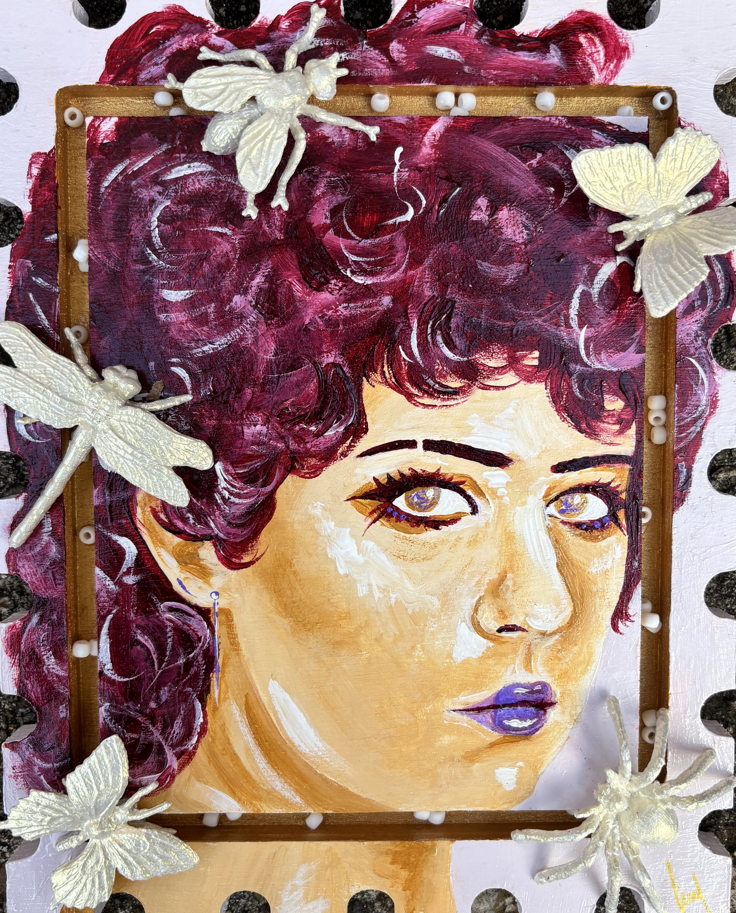 Golden Critters, 2025 - Mixed Media on Wood Panel - 8 x 6.5 inches