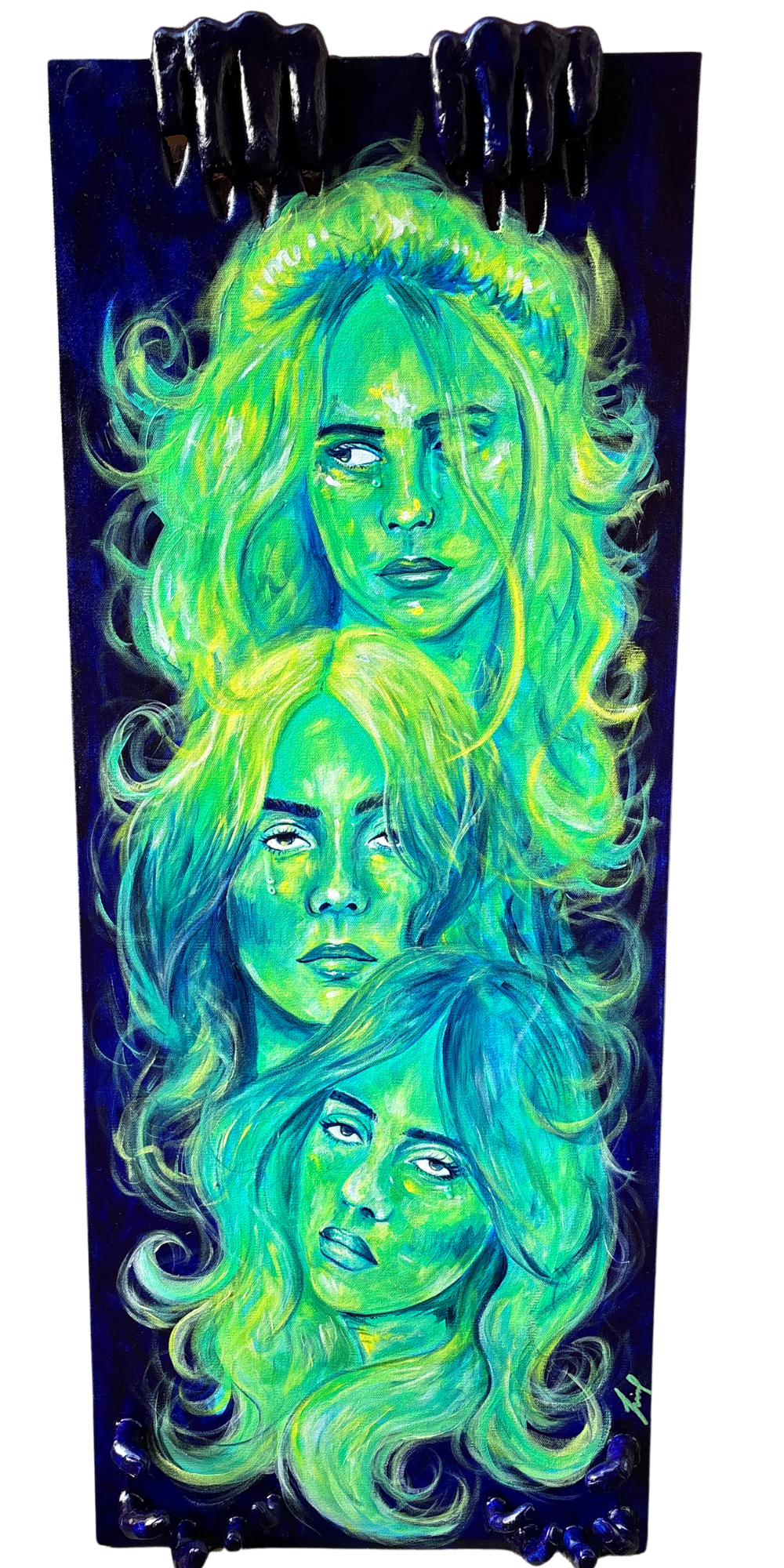 Sign Here, 2026 - Acrylic, resin and air dry and oven bake clays on canvas - 12 x 36 inches