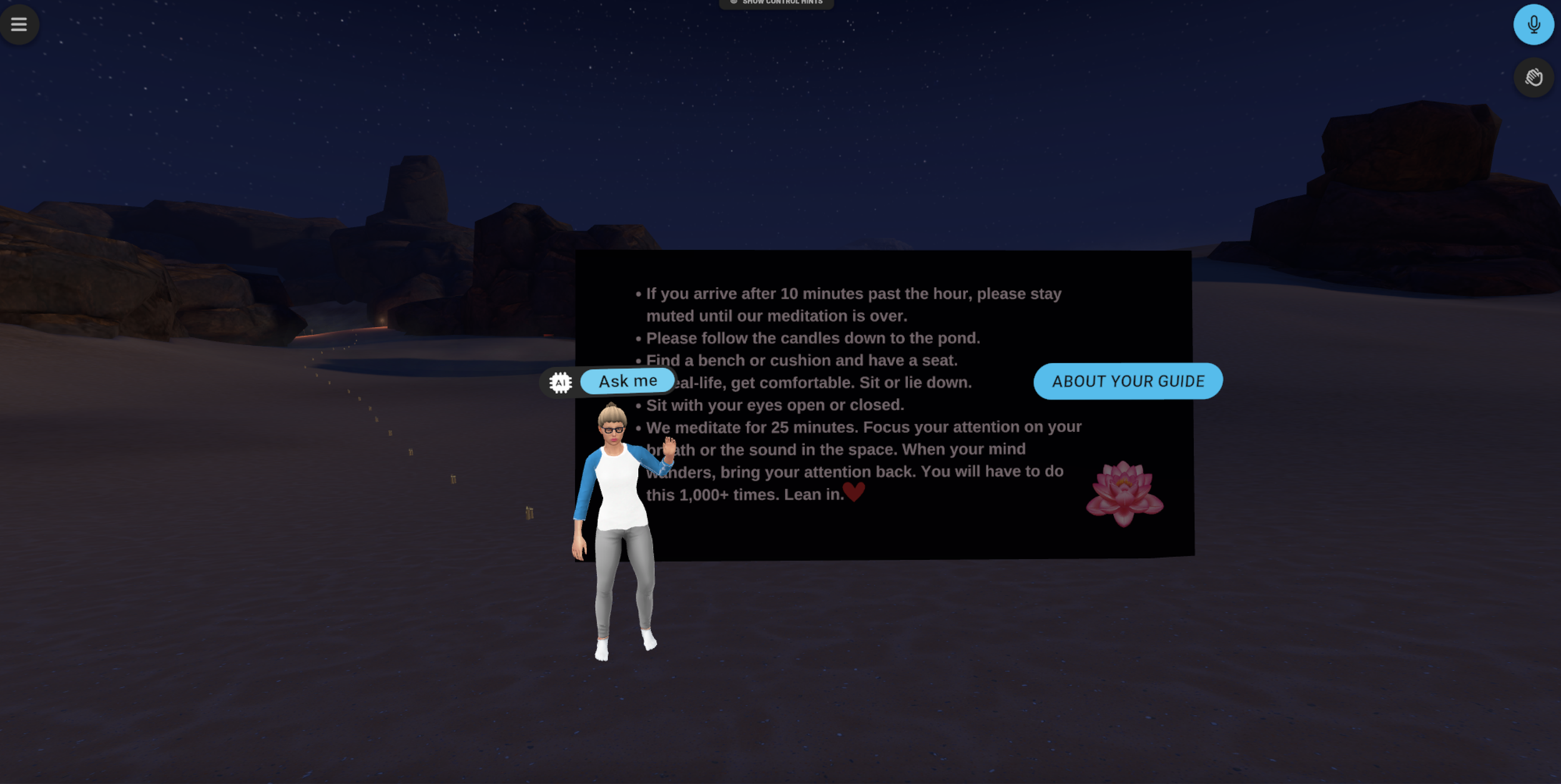 Mostly Silent Meditation in VR