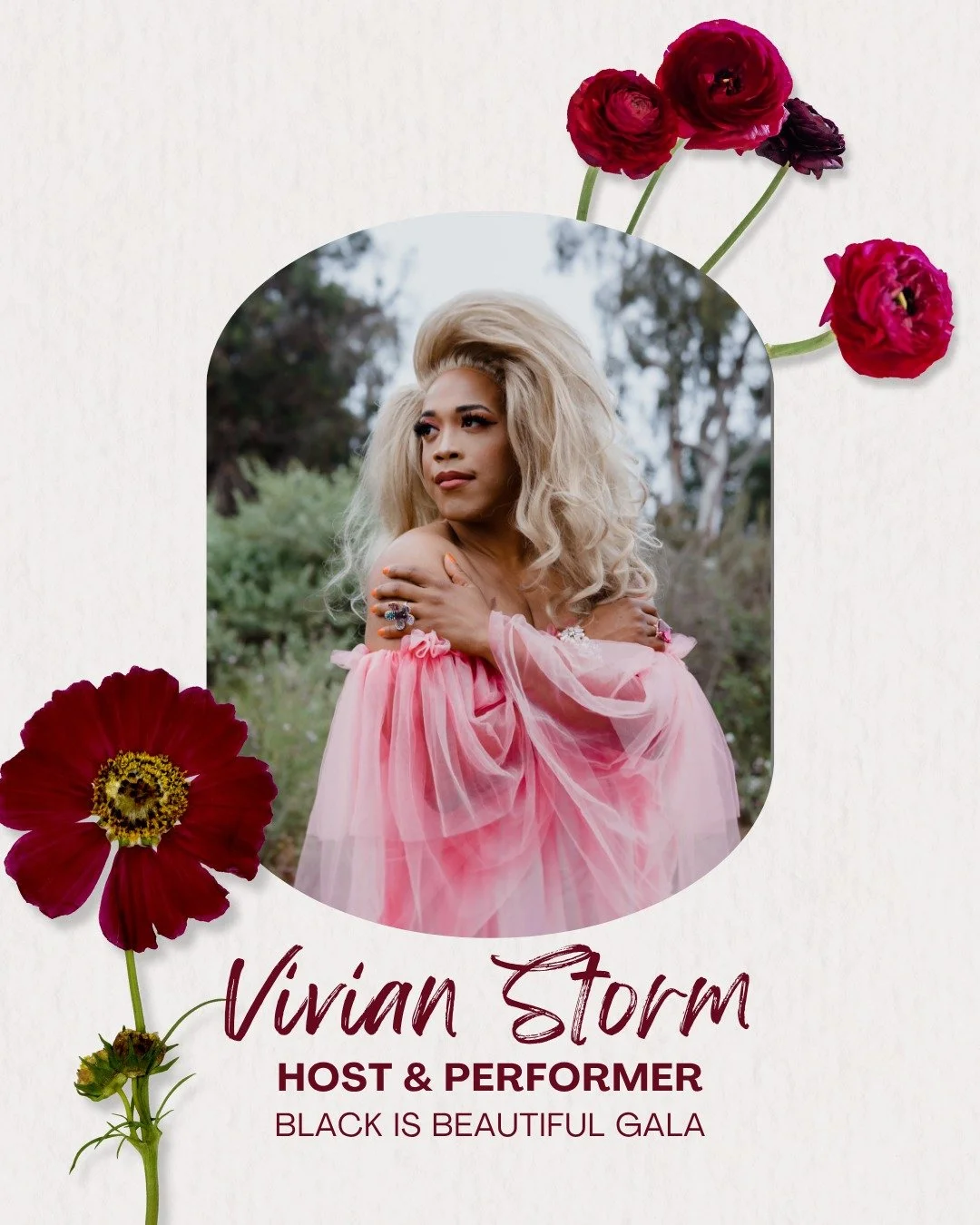 We are proud welcome back the incomparable ✨ Vivian Storm ✨ as this year's Black is Beautiful Gala Host!  Vivian is a dynamic drag queen with over 16 years of experience in the drag performance art scene. She has become a beloved figure in the Santa