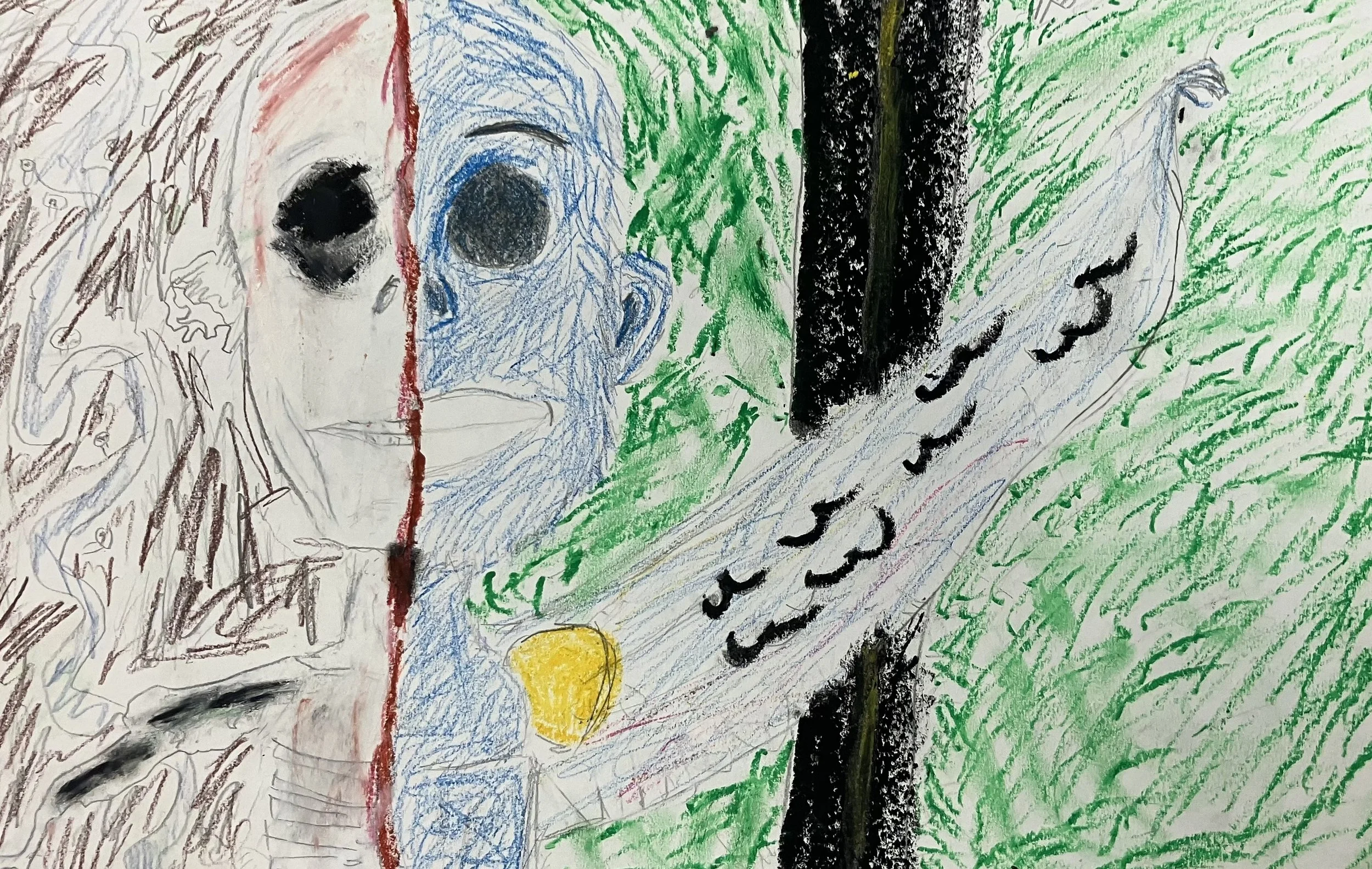  Oil, pastel, and pencil piece by 8th Grade Kofi  