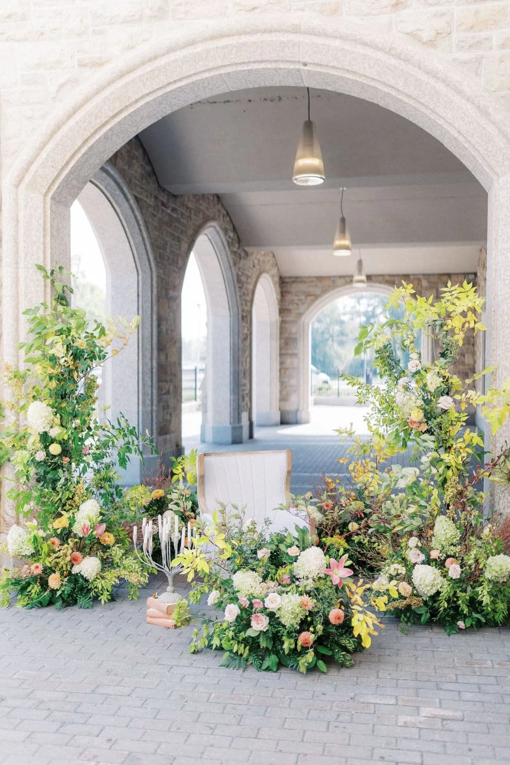 A fall floral installation designed by Twig & Bloom Regina.