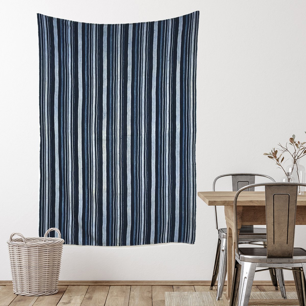 Vintage Textiles Indigo Faded Stripe