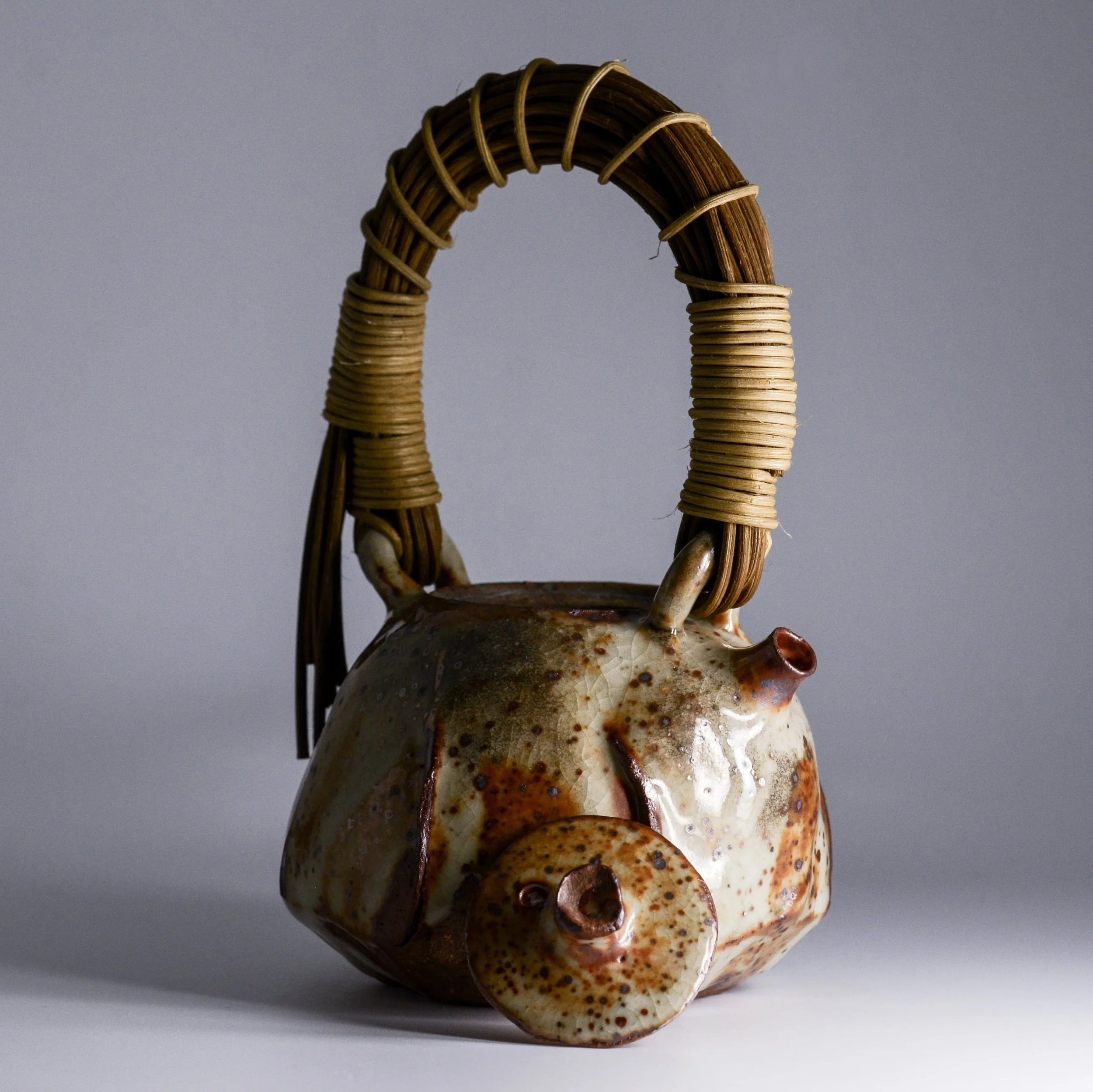 Shino Teapot with Reed Handle