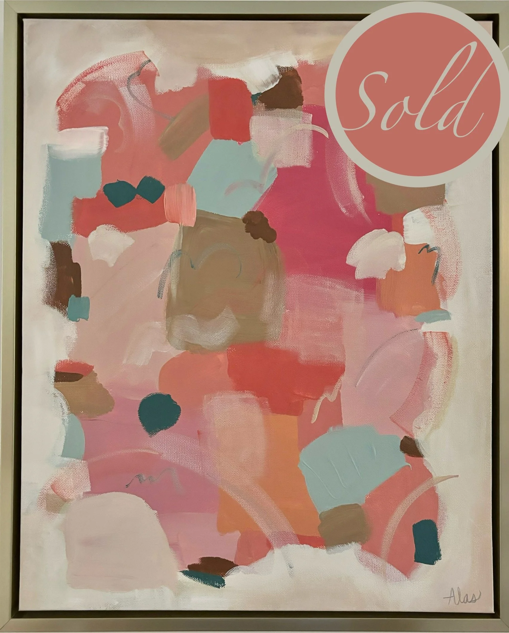 SOLD •
Cosmic Love •
17" x 21" Canvas •
Champagne Frame