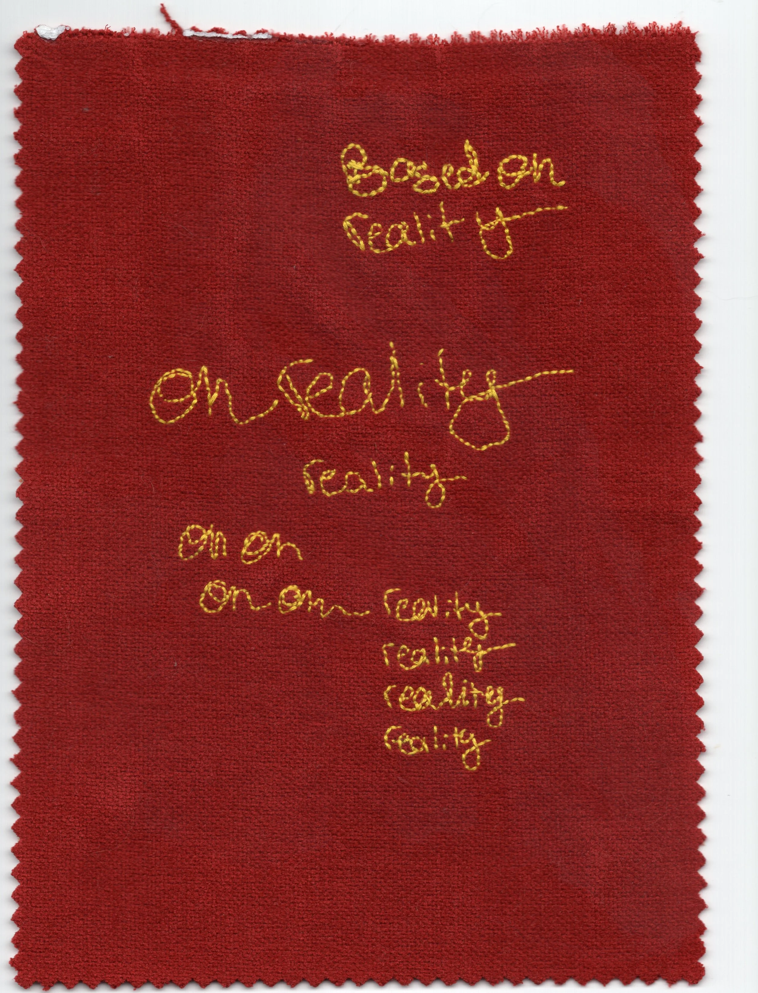 "Based on Reality" Embroidery on Upholstery Sample, 2023