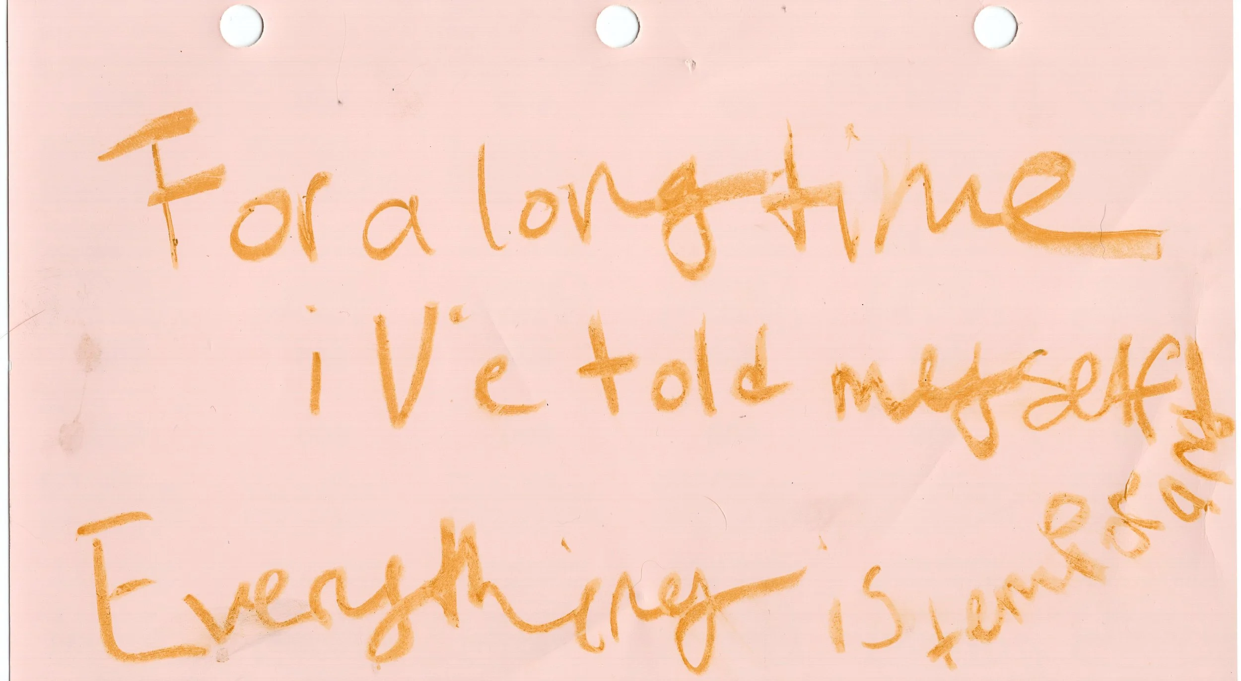 "Temporary", Oil pastel on paint chip, 2022