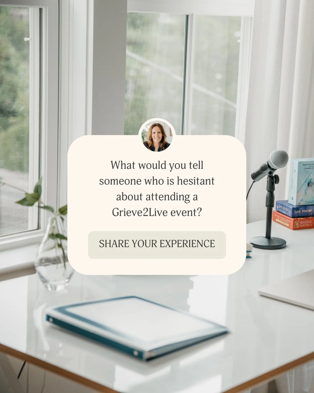 If you've attended a Grieve2Live event, participated in a support circle, joined a webinar, or found comfort in something I've shared...

Would you take just a few minutes to answer one question?
💛

What would you tell someone who is hesitant about 