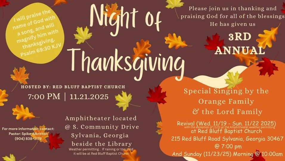 Red Bluff Baptist Church Night of Thanksgiving
