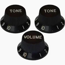 Stratocaster Knobs Volume, Tone, Tone Black (3)