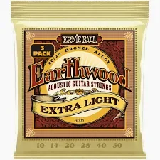 Ernie Ball Earthwood Acoustic Guitar Strings - Extra Light, 3 Pack