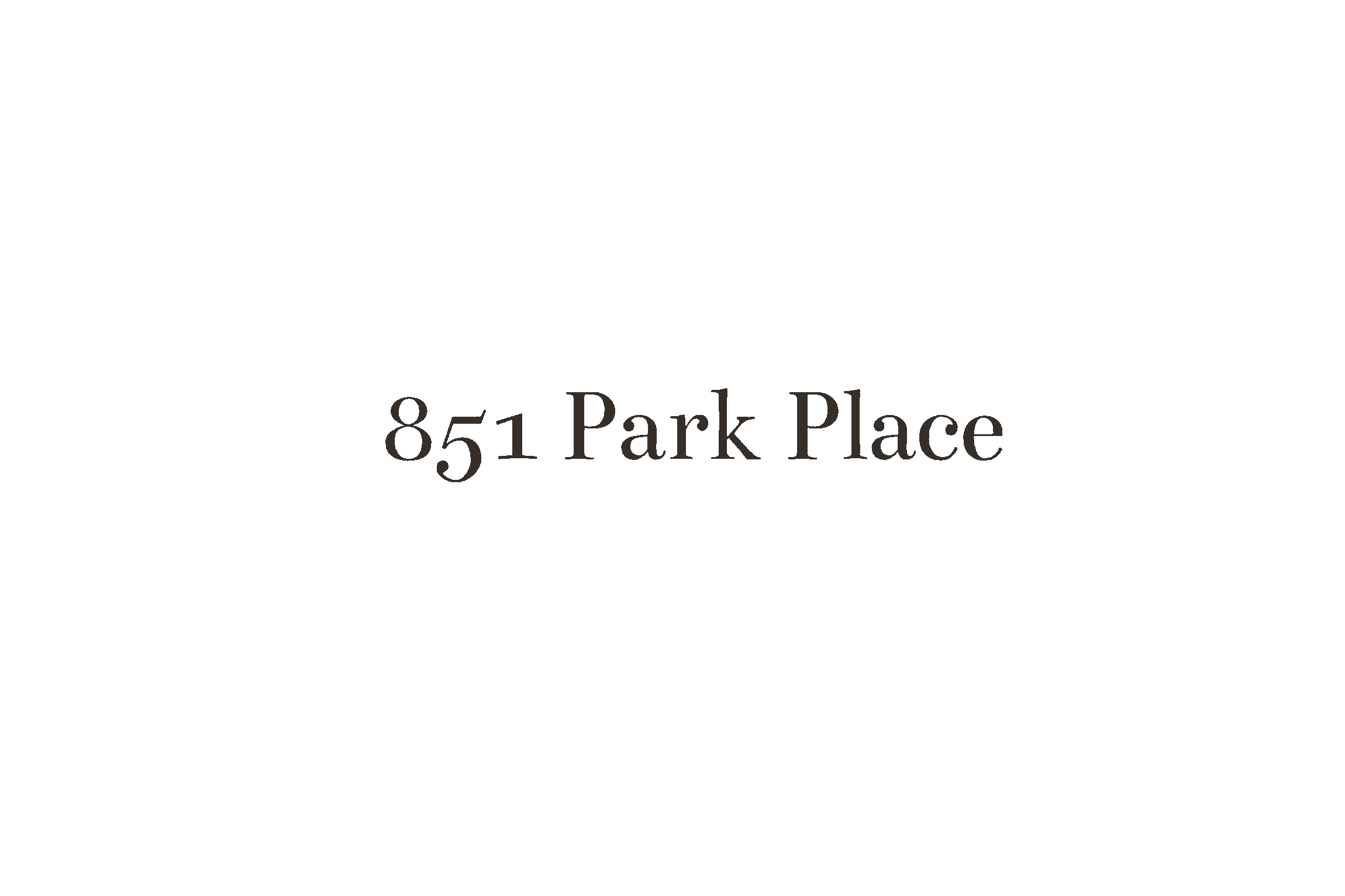 A black background with the text "851 Park Place" in the center.