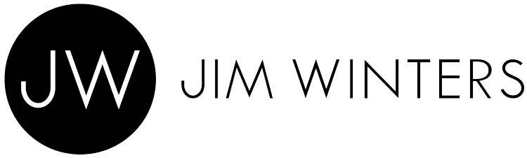 Jim Winters logo with the initials 'JW' inside a black circle and his name in black text to the right.