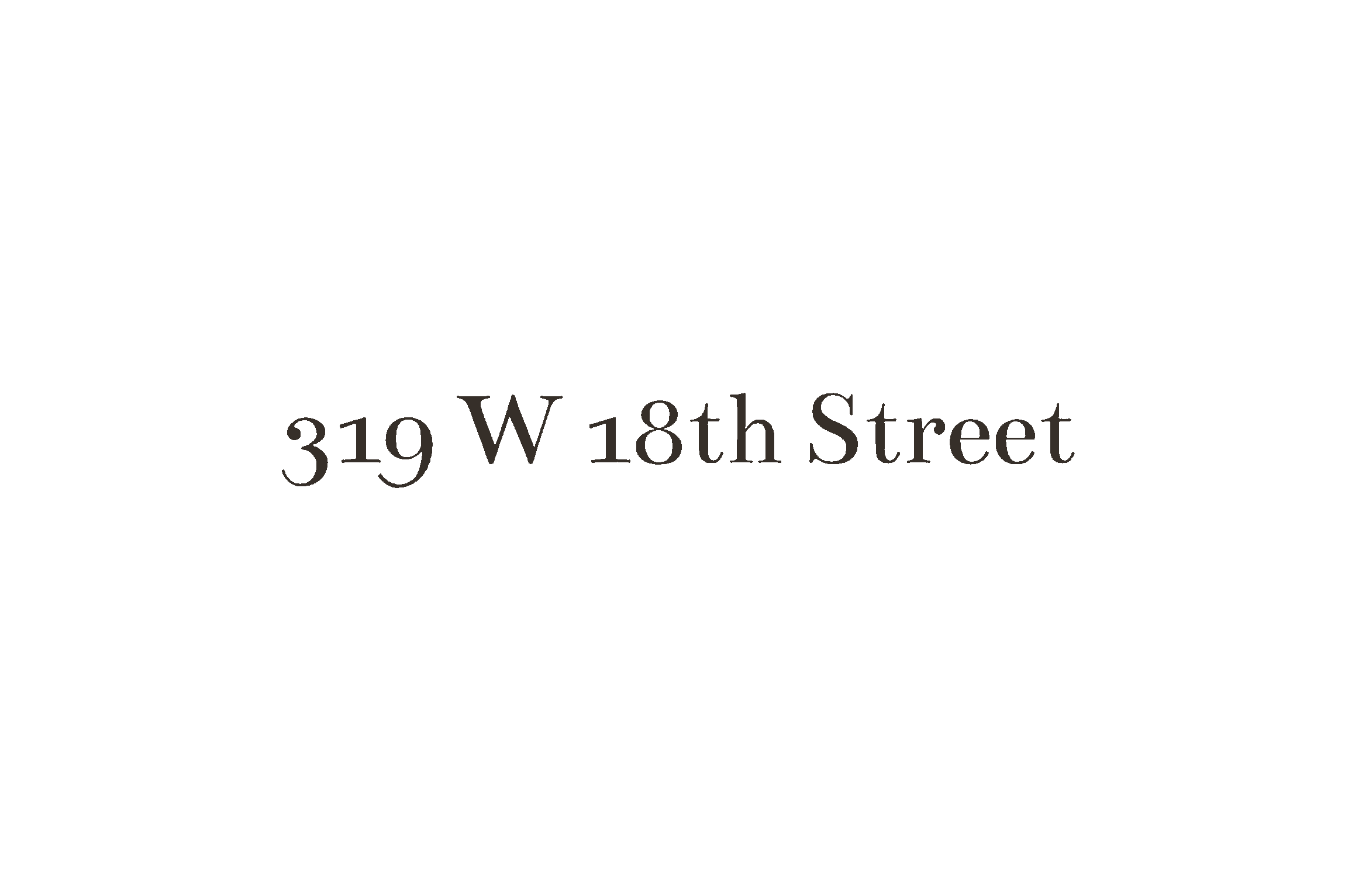 Street sign on a black background with text '39 W 18th Street' in gray font.
