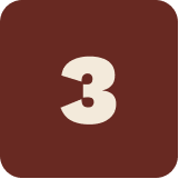 Number three on a brown background.