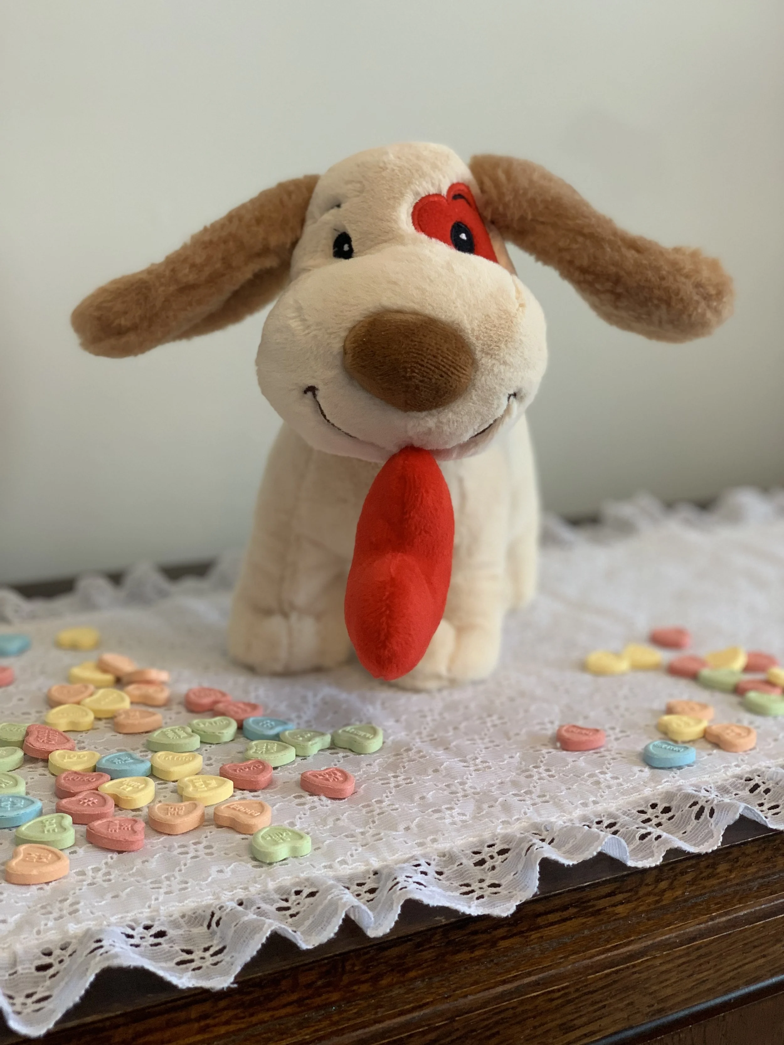 Valentine Plush- Tan Dog