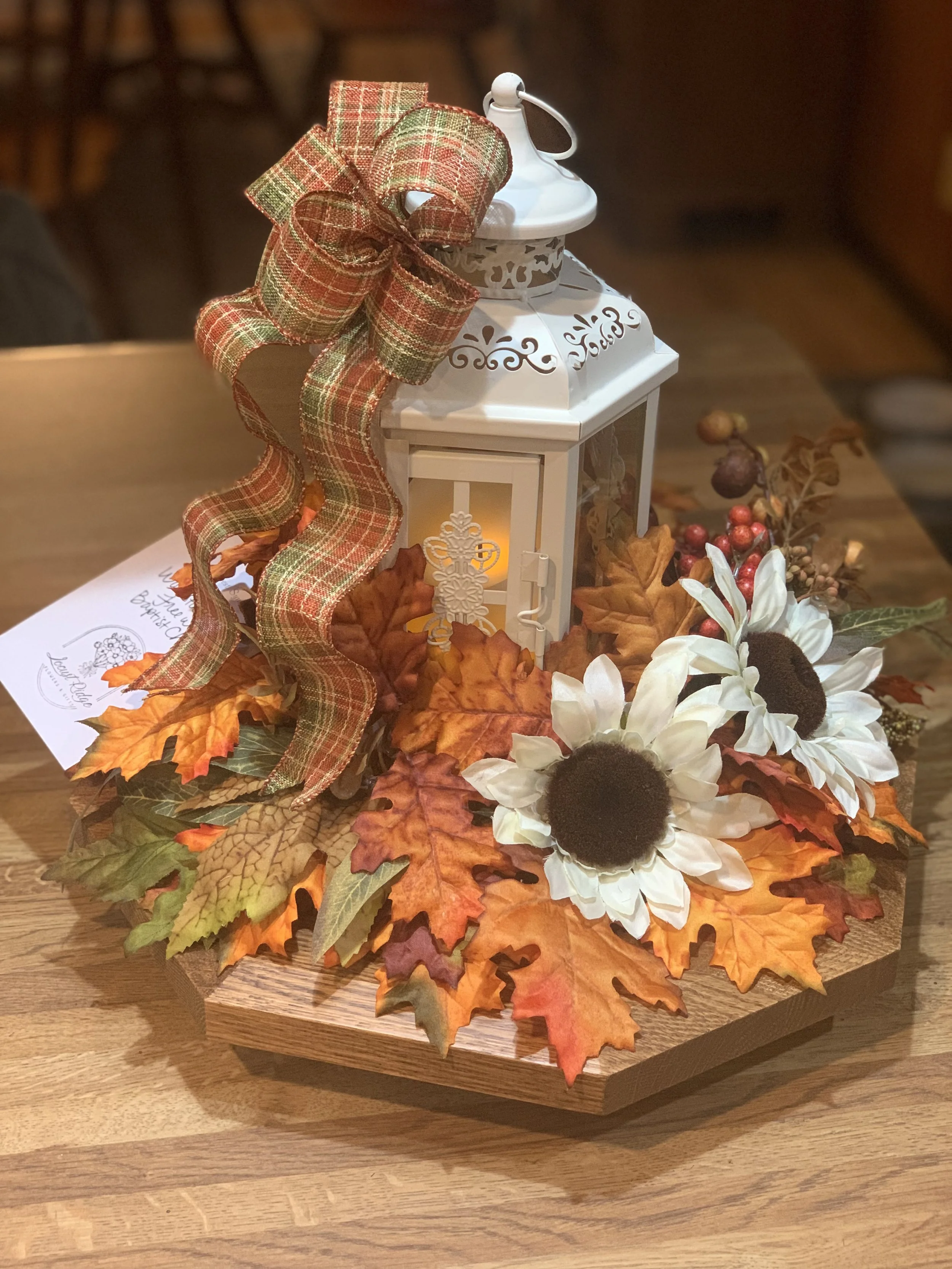 Lantern with Silk Flowers