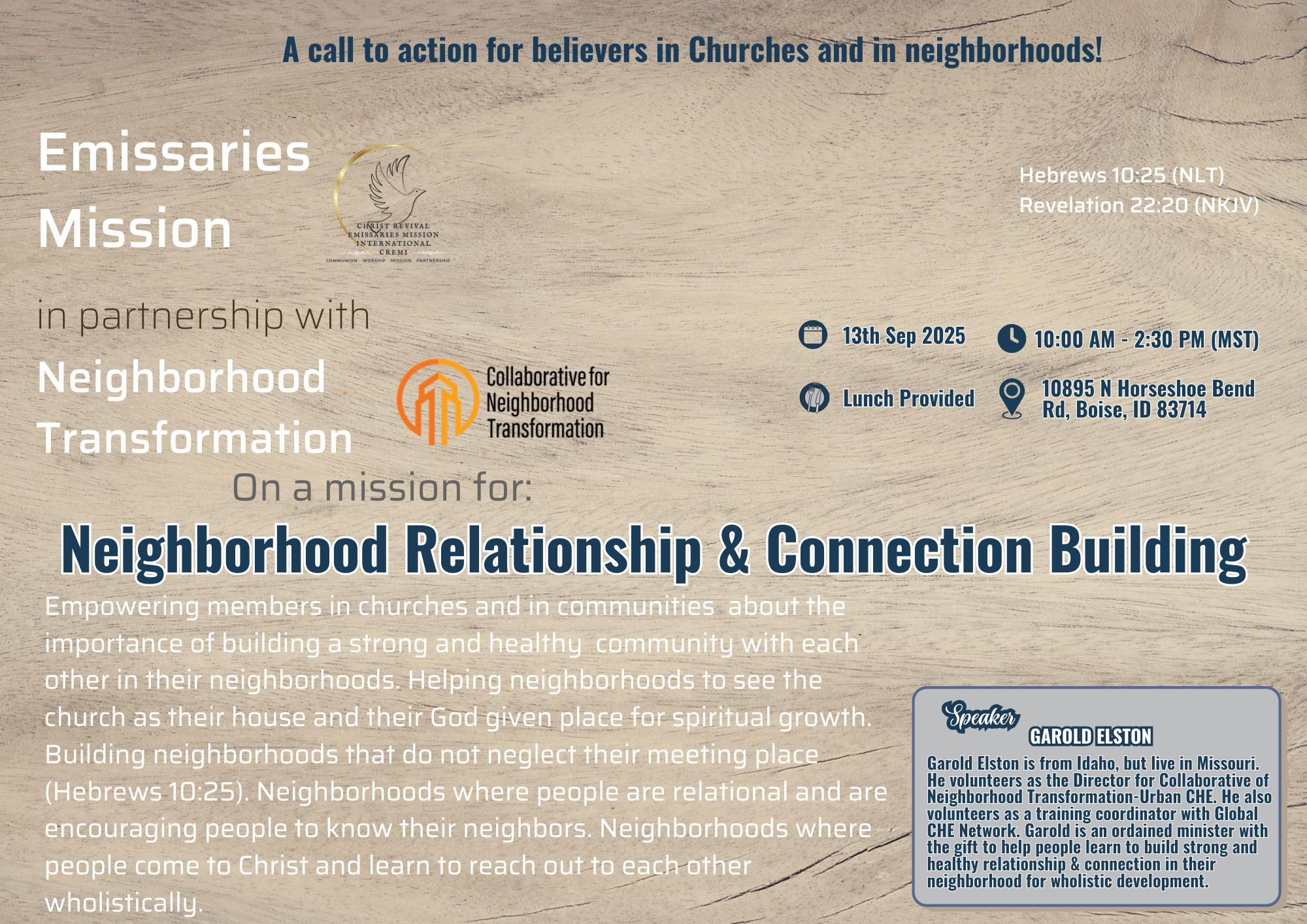 Neighborhood Relationship & Connection Building Seminar