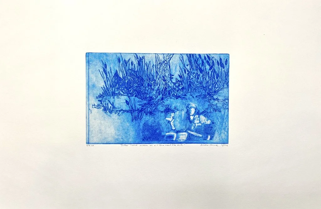 Gather ‘round children we will learn about the Earth. 22.5” x 15”, Intaglio, 2024
