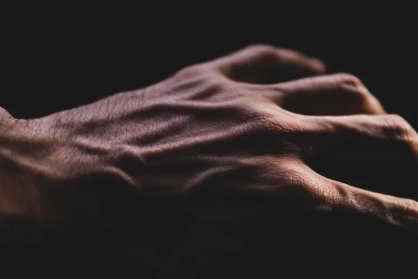 Close up of hand with veins showing