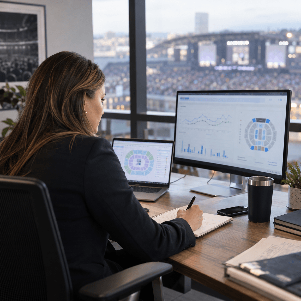 Ticket pricing analyst reviewing market and event data