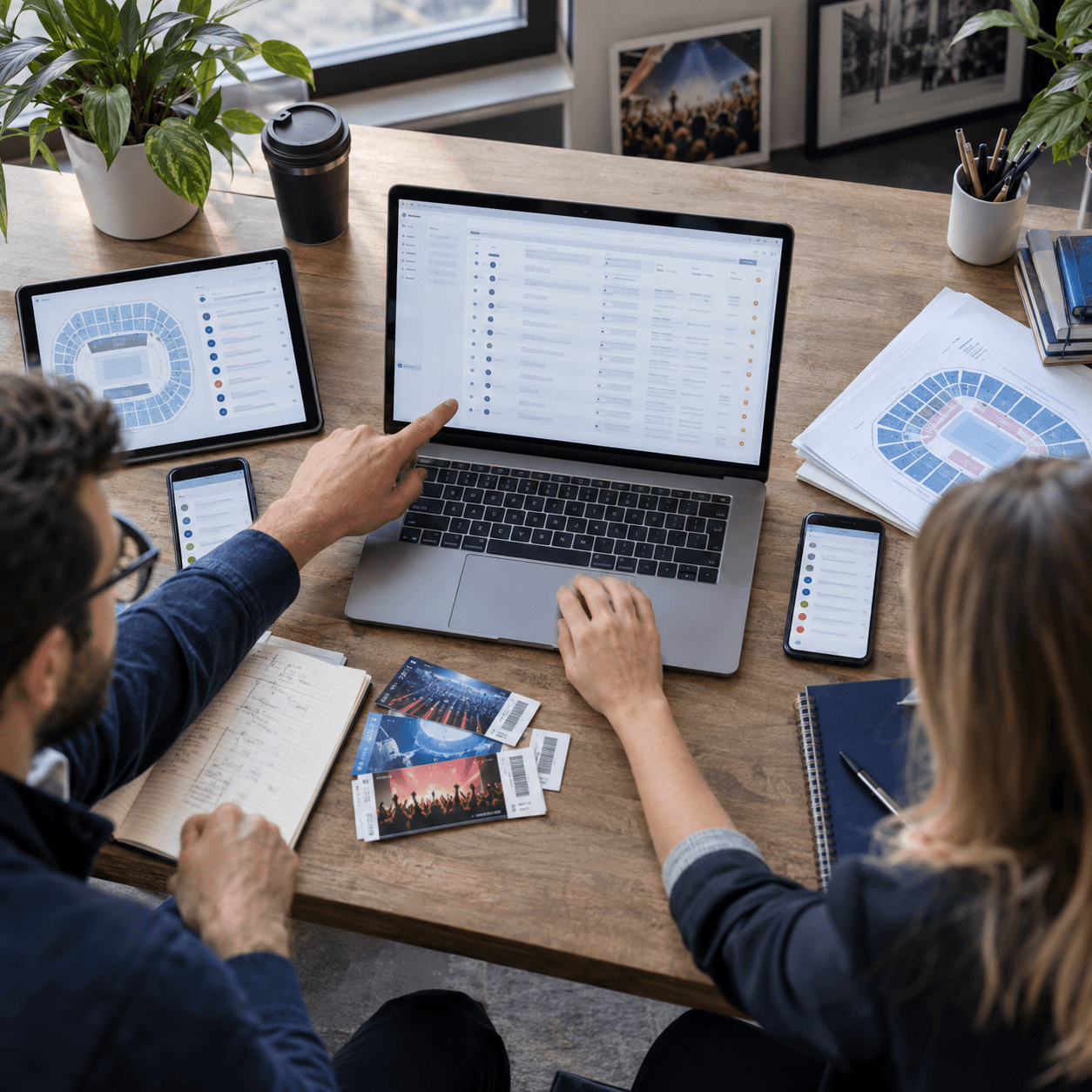 Team managing ticket inventory from multiple events in one dashboard