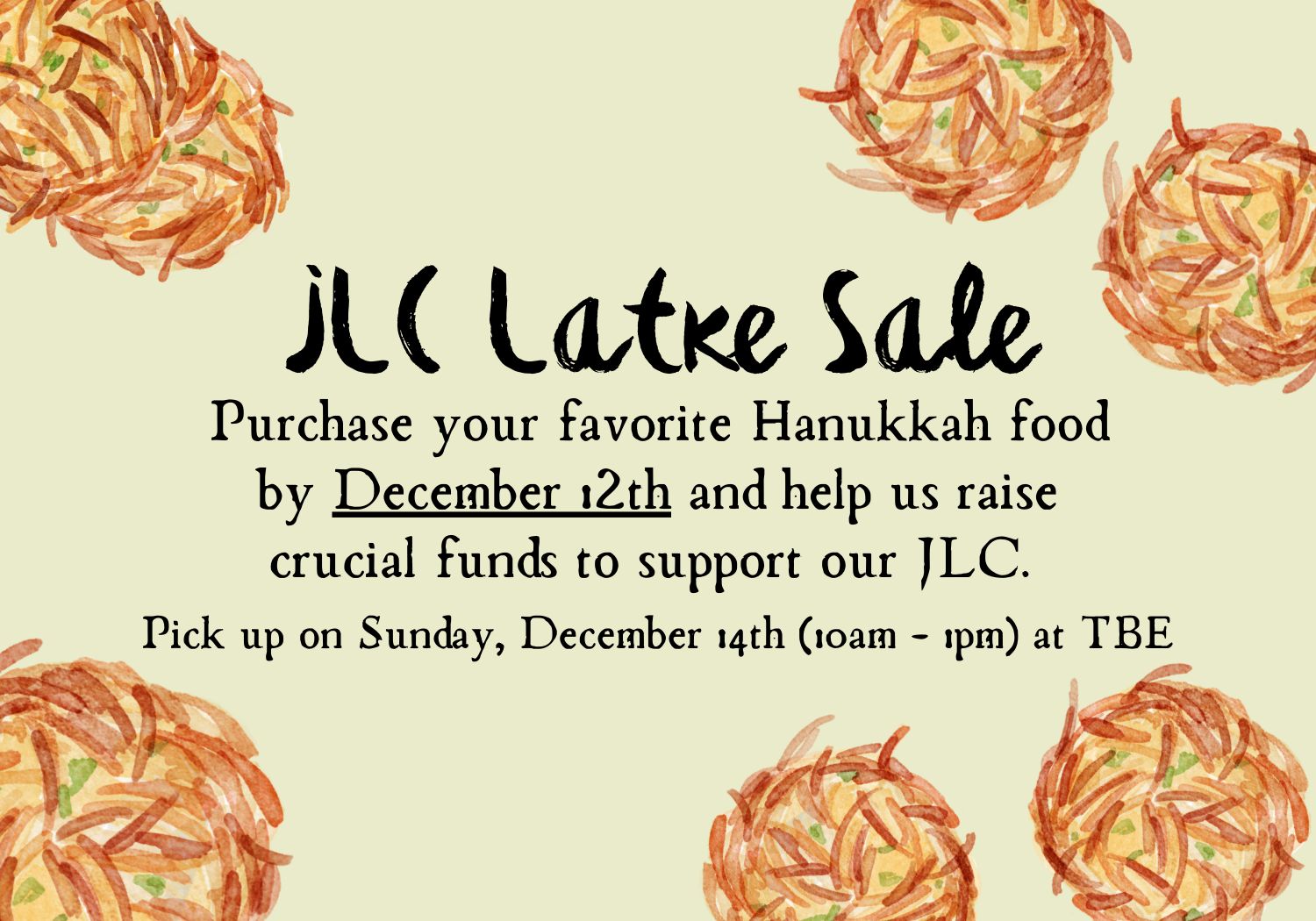 JLC Latke Sale